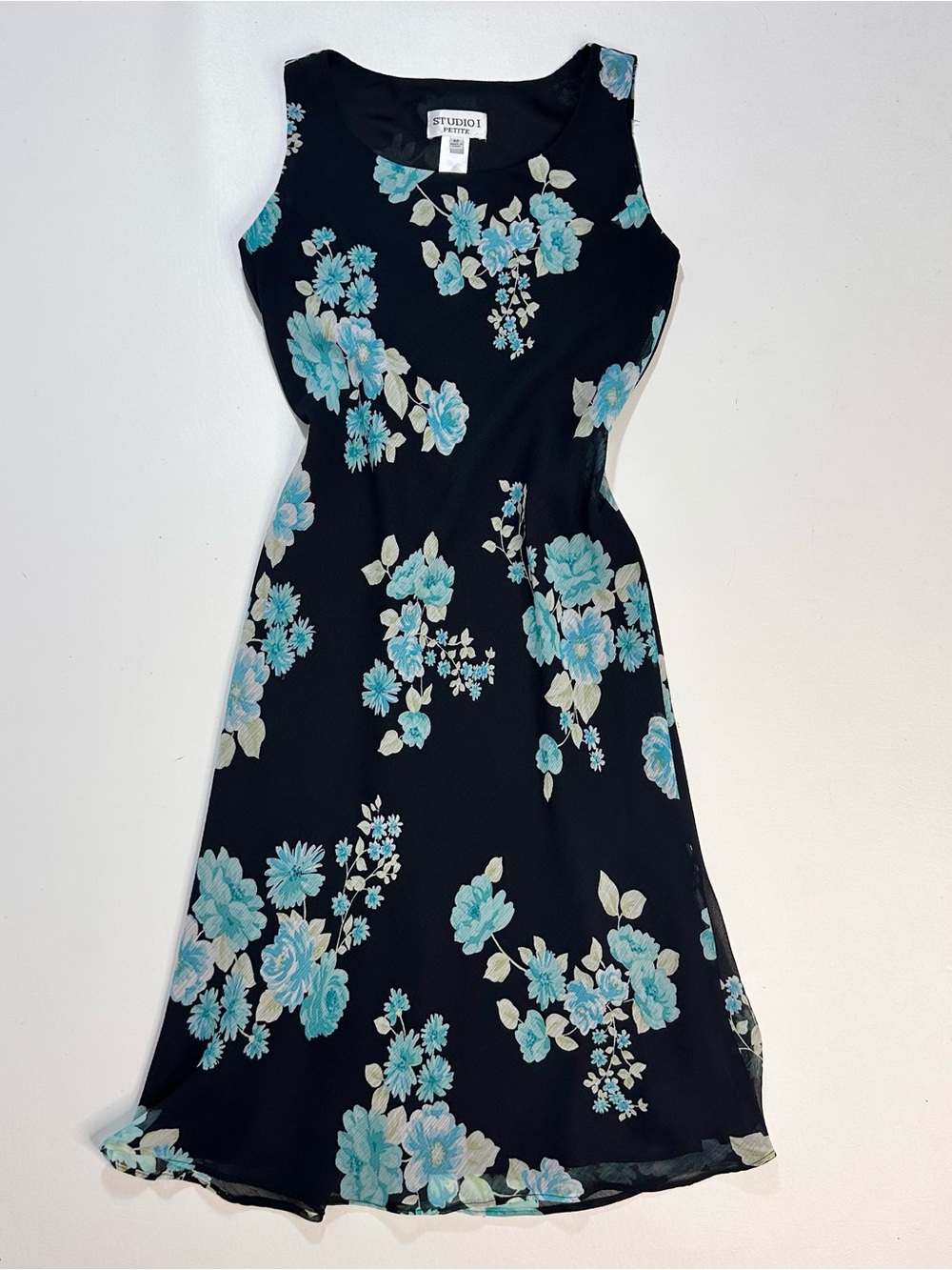 Studio 1 petite  blue and black Y2K floral dress